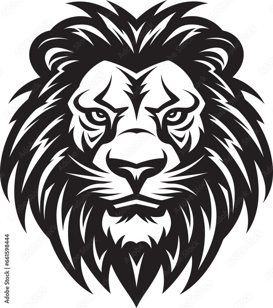 Artistic Ferocity Black Lion Icon Emblem Inkwell Monarch Vector Lion Logo in Black