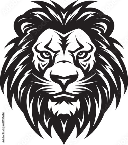 Fototapeta Naklejka Na Ścianę i Meble -  Artistic Ferocity Black Lion Icon Emblem Inkwell Monarch Vector Lion Logo in Black
