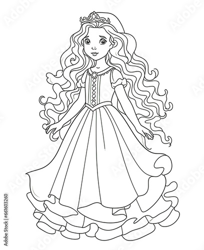 Coloring book for children, princess girl character.