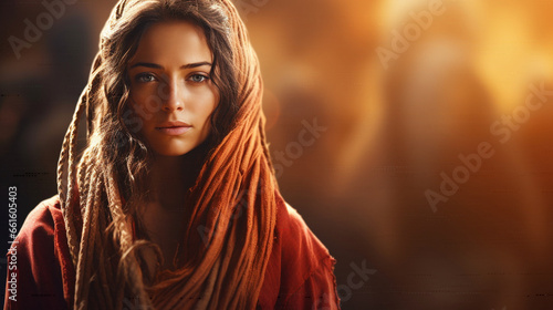 Rahab and the scarlet cord, Biblical characters, blurred background