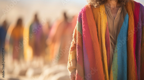 Joseph's coat of many colors, Biblical characters, blurred background