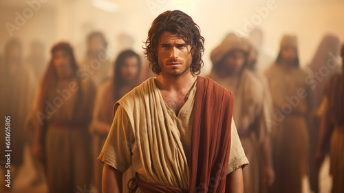 Joseph sold into slavery, Biblical characters, blurred background photo