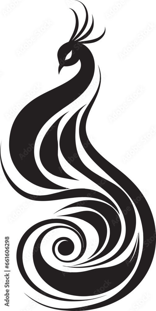 Fototapeta premium Sculpted Elegance Vector Peacock Heraldry Shadowed Grace Black Peacock Symbol