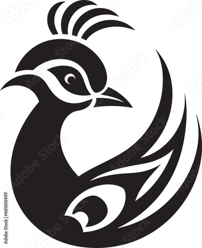 Majestic Reverie Black Vector Peacock Logo Sapphire Serenade Peacock Icon in Black