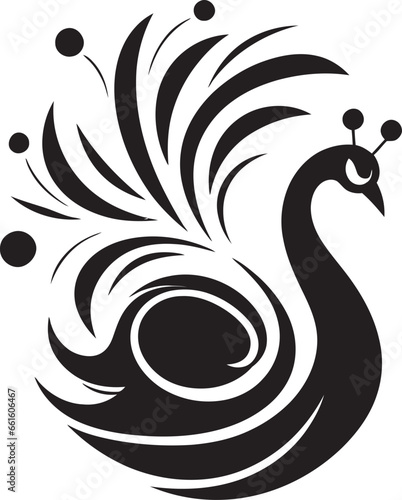 Shadowed Showcase Black Peacock Icon Design Mysterious Reverie Vector Peacock Majesty