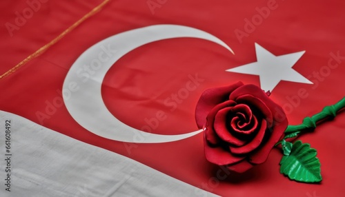 Rose on the turkish flag  photo