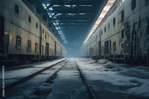 Icy Remnants: Historic Train Repair Facility