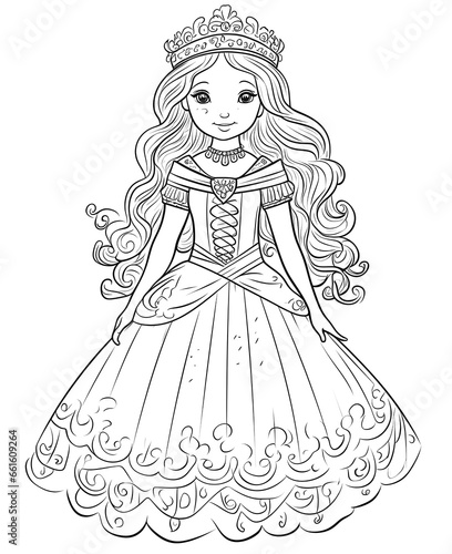 Coloring book for children  princess girl character.