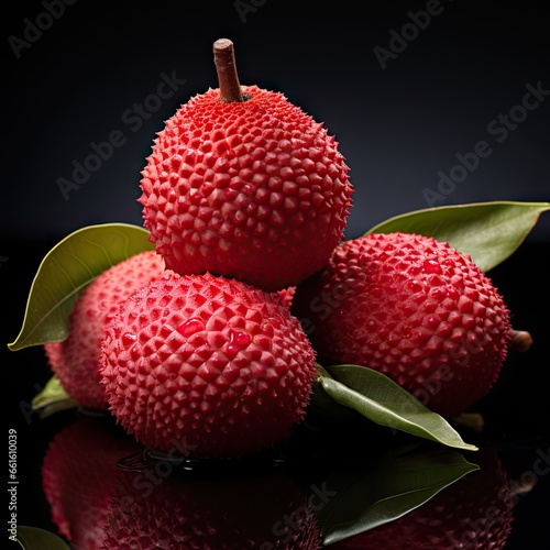 Lychee, the jewel of tropical fruit is the lychee's alluring beauty. Created by AI photo