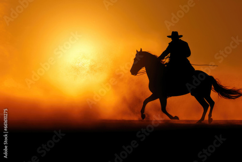 Solitary Horseman in Golden Twilight