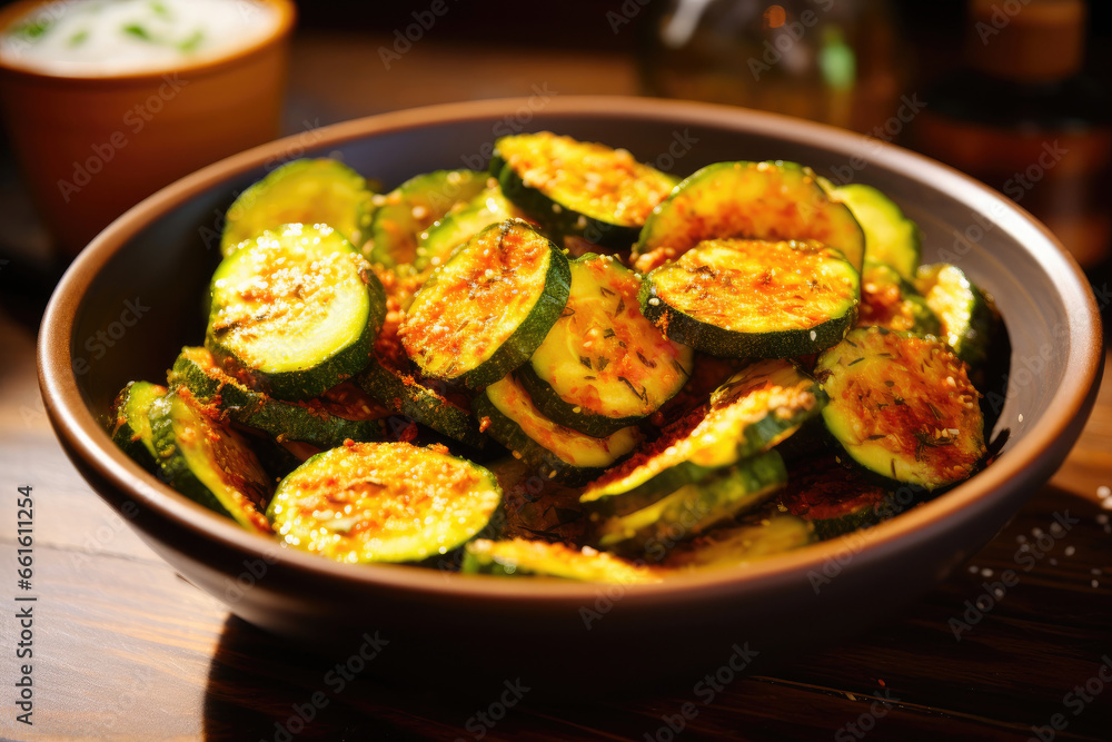 Delicious Keto Zucchini Slices in a Bowl Delicious Keto Zucchini Slices in a Bowl