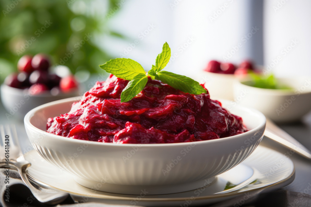 Fresh Cranberry Sauce in a Bowl Fresh Cranberry Sauce in a Bowl