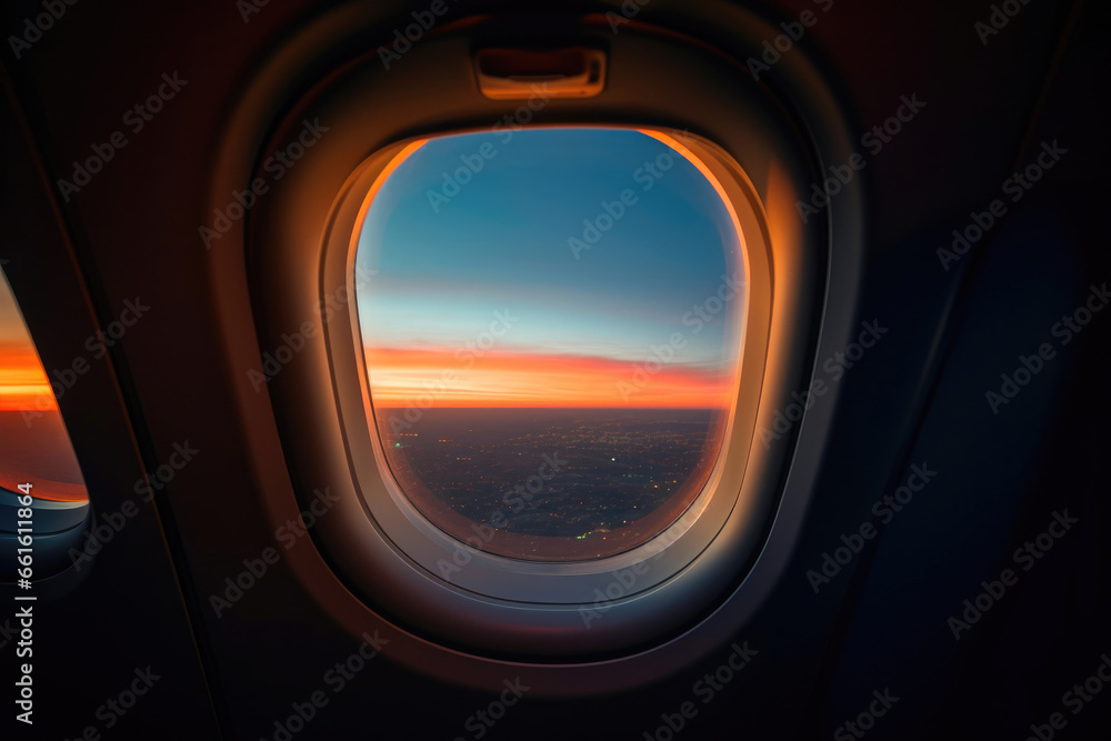 Traveler's Perspective: Airplane Window Shot