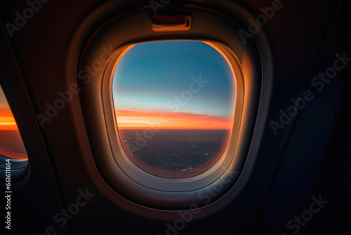 Traveler's Perspective: Airplane Window Shot