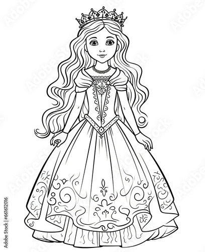 Coloring book for children  princess girl character.