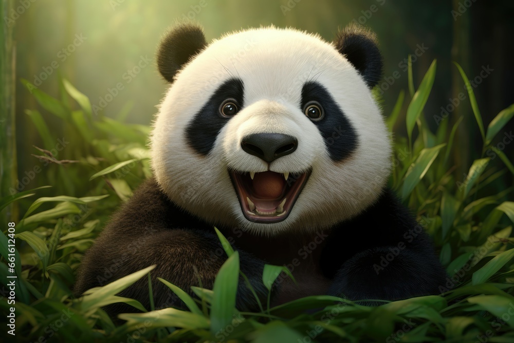 Playful baby panda, chubby cheeks and bamboo-loving smile. Playful baby panda, chubby cheeks and bamboo-loving smile.