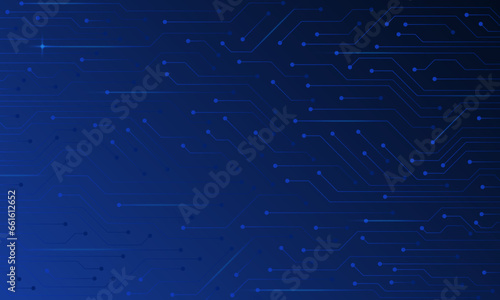Hi-tech  background with blue computer chip pattern. Empty futuristic wallpaper with circuit board, cyber space poster, technology backdrop