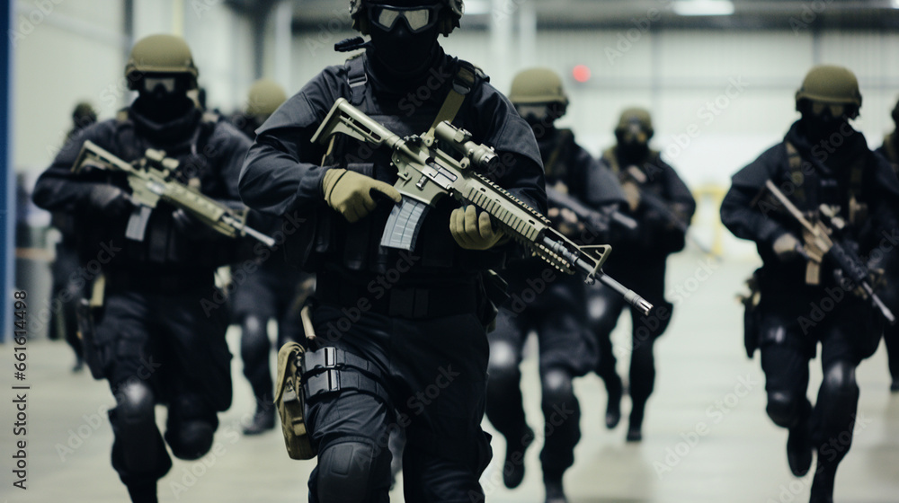 soldiers or special unit or special forces of the military or police or secret agents or war, machine guns soldiers or special unit or special forces of the military or police or secret agents or war, machine guns