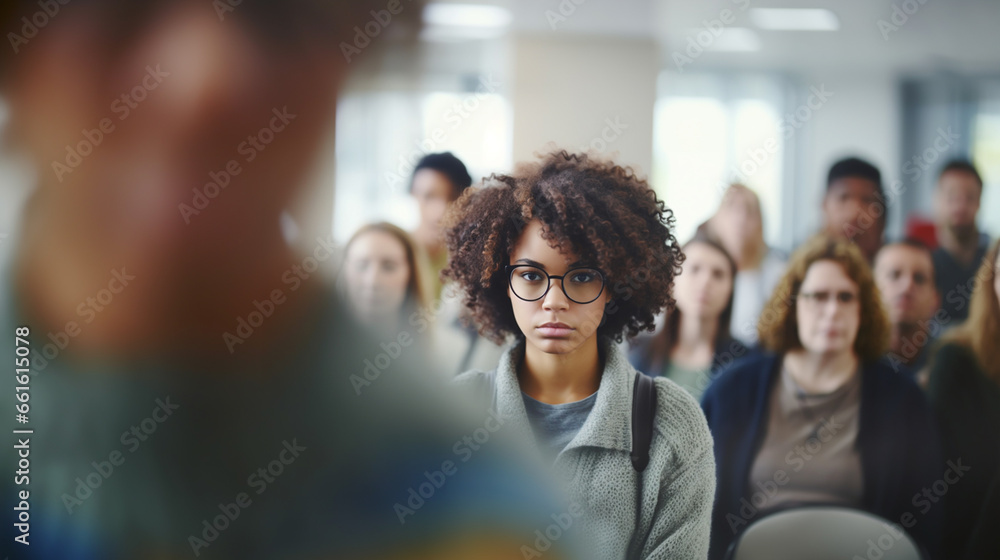 Φωτογραφία young adult woman is a student and on the way to school or university to the lec