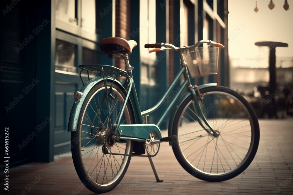 Background image featuring a blue bike. Generative AI