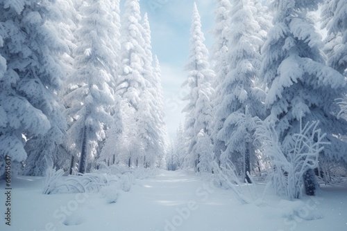 snow covered trees, Generative AI