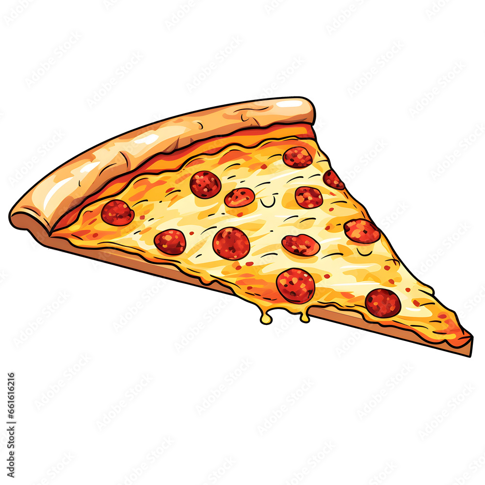 Φωτογραφία cartoon clipart of Pizza, food clipart, transparent background, isolated on tran