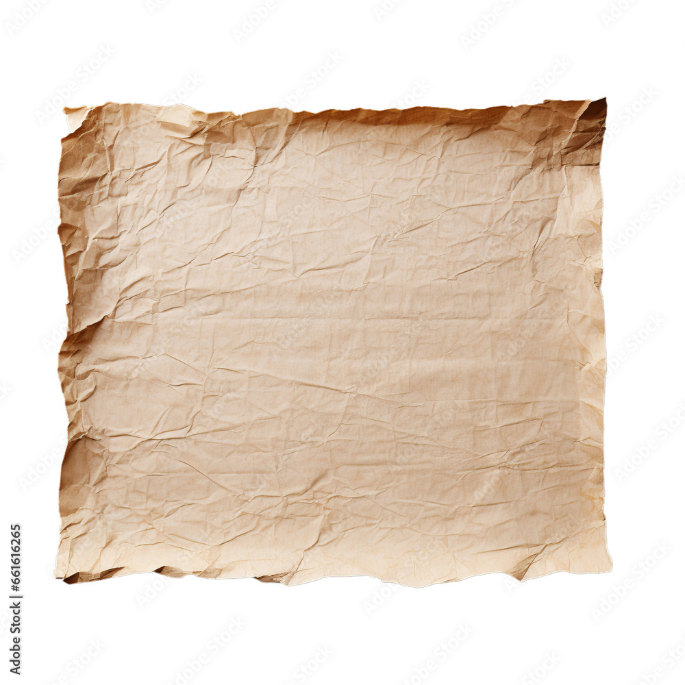 A piece of brown paper on a white background