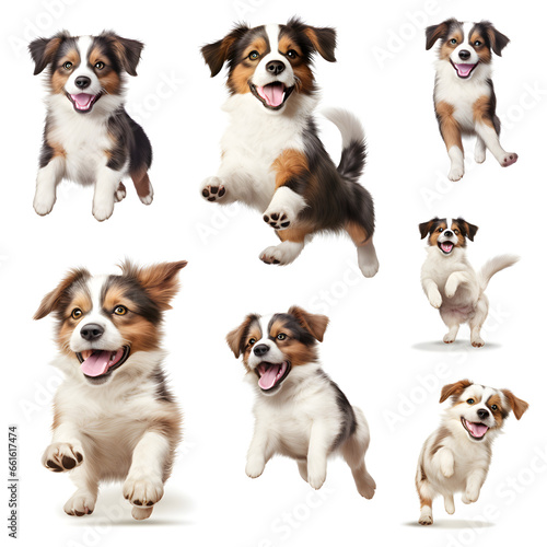 happy dog ​​collection on white background Generative AI