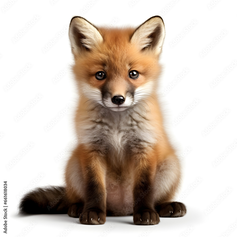 Cute little fox puppy isolated on white background