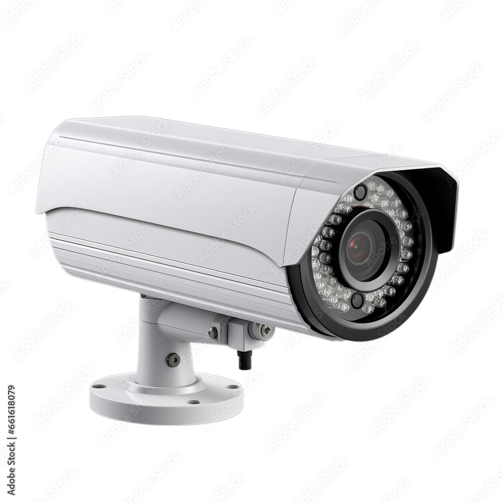 A white security camera on a white background A white security camera on a white background