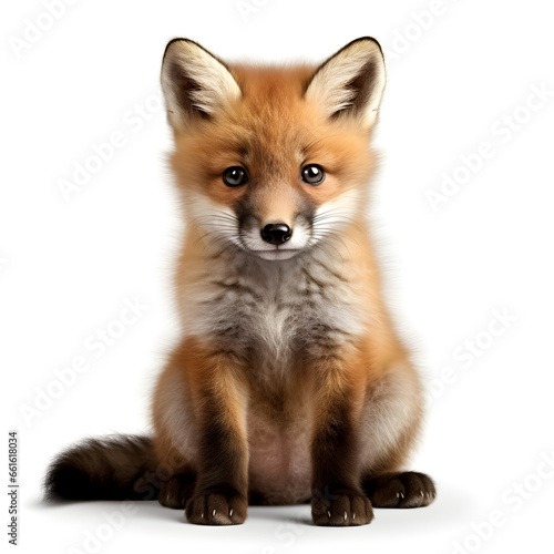 Cute little fox puppy isolated on white background