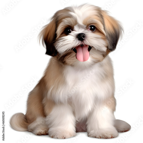 Shih Tzu dog  Isolated on white Background Generative AI