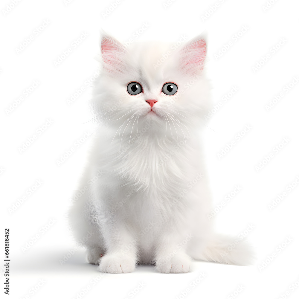 white cat baby  isolated on white background Generative AI