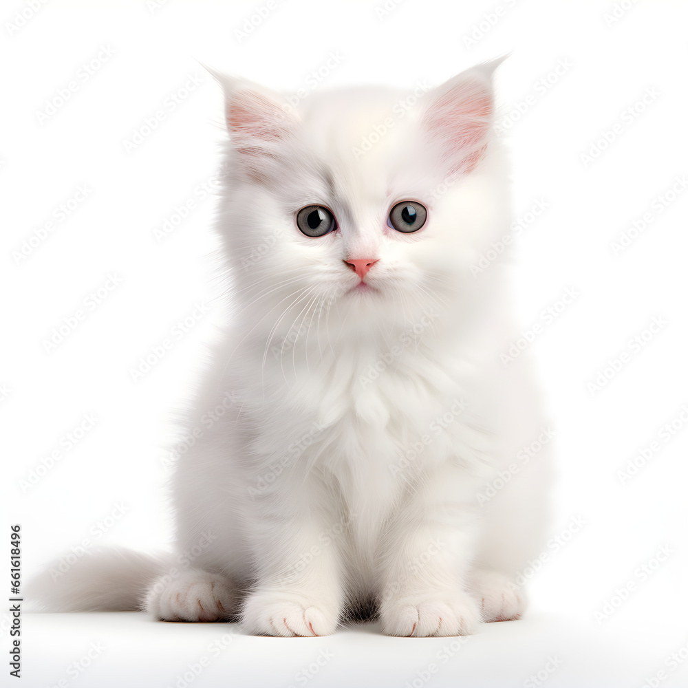 white cat baby  isolated on white background Generative AI