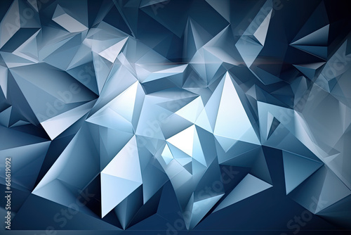 Blue and white geometric shape background, 3D, light, glow, shadow, gradient, modern, futuristic, triangle design wallpaper, backdrop © Bernice