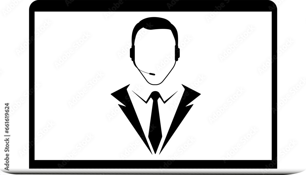illustration of an operator in a laptop on a transparent background illustration of an operator in a laptop on a transparent background