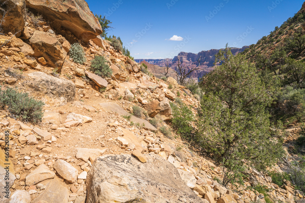 hiking the tanner trail in grand canyon national park, arizona, usa