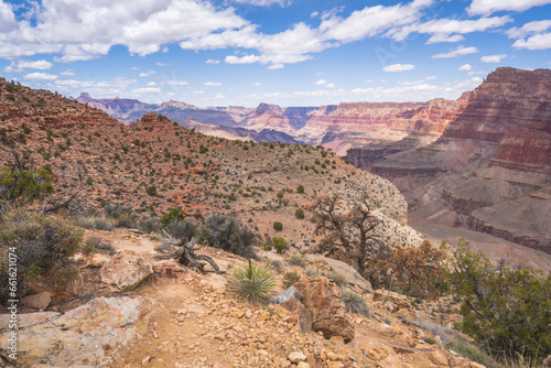 hiking the tanner trail in grand canyon national park, arizona, usa