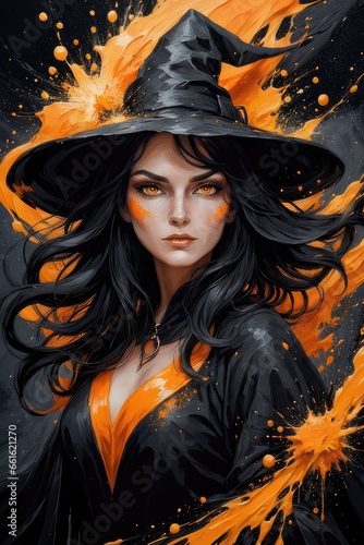 Portrait of a witch in a hat