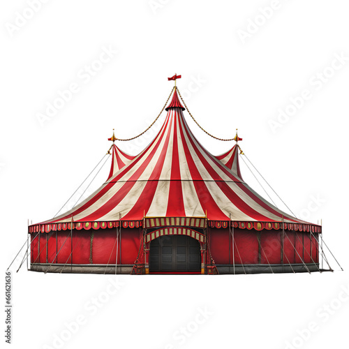 A majestic circus tent with a prominent cross on top