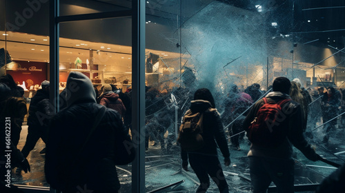 Shopper Rebellion: Black Friday Chaos Erupts, Generative AI © Adolfo Perez Design