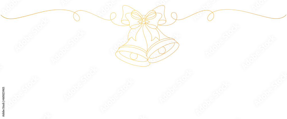 christmas bells golden line art style. christmas elements christmas bells golden line art style. christmas elements