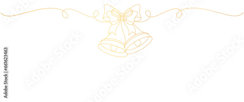 christmas bells golden line art style. christmas elements