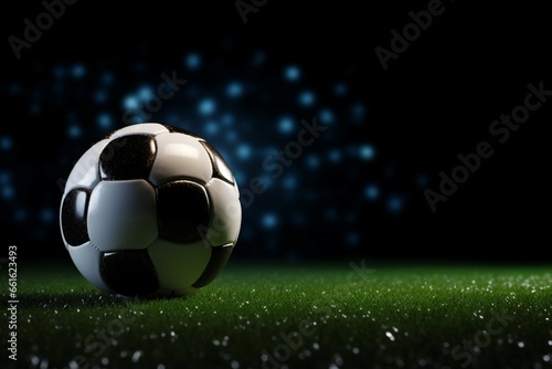 Illustration of a soccer ball in a stadium  with a dark background