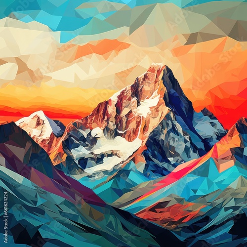 popart mountains painting - generative ai