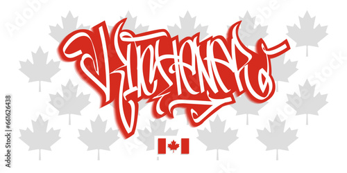 Kitchener Ontario Canada Graffiti Tag Vector Design On White Background Eps 10