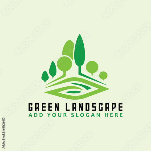 lawn care and green landscape logo design vector