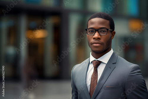 African-American businessman, portrait of a man in a suit.