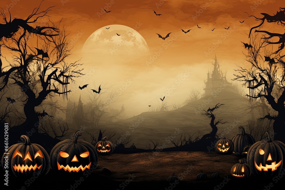 Halloween Background and copy space , generative ai