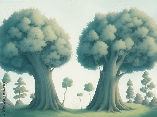 whimsical forest cartoon. AI generated illustration